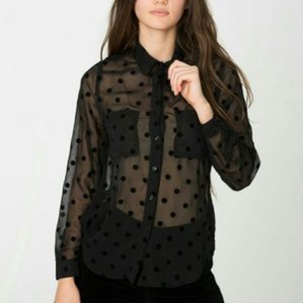 American Apparel Black Sheer Blouse